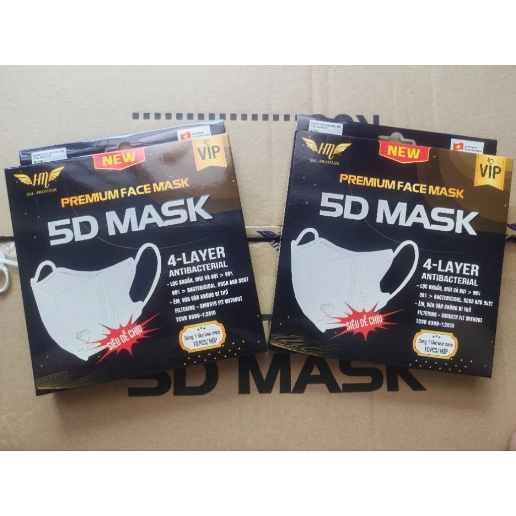 Thùng 1000 cái khẩu trang 5D HM Premium 4 lớp kháng khuẩn