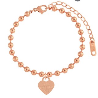 Lắc Chân Nữ Dây Bi Mặt Trái Tim Khắc Chữ LOVE FOREVER 520 Titan Không Đen Bilyshop TT 2171