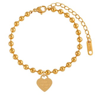 Lắc Chân Nữ Dây Bi Mặt Trái Tim Khắc Chữ LOVE FOREVER 520 Titan Không Đen Bilyshop TT 2171