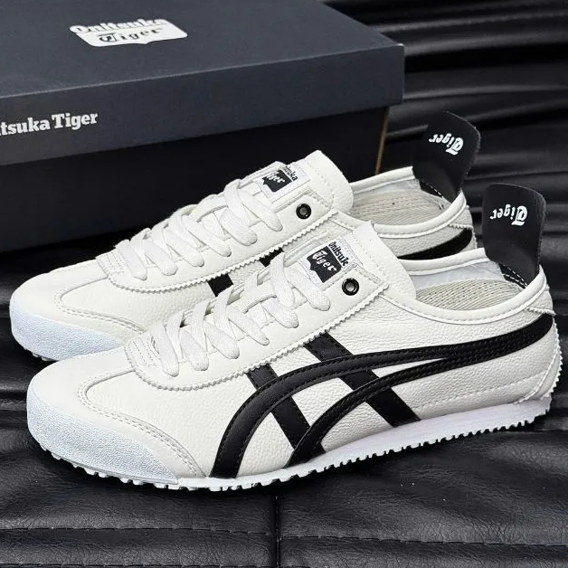 Giày Onitsuka Tiger Mexico 66 Trắng Đen, Giày Sneaker Nam Nữ Phong Cách Retro Full Box Bill