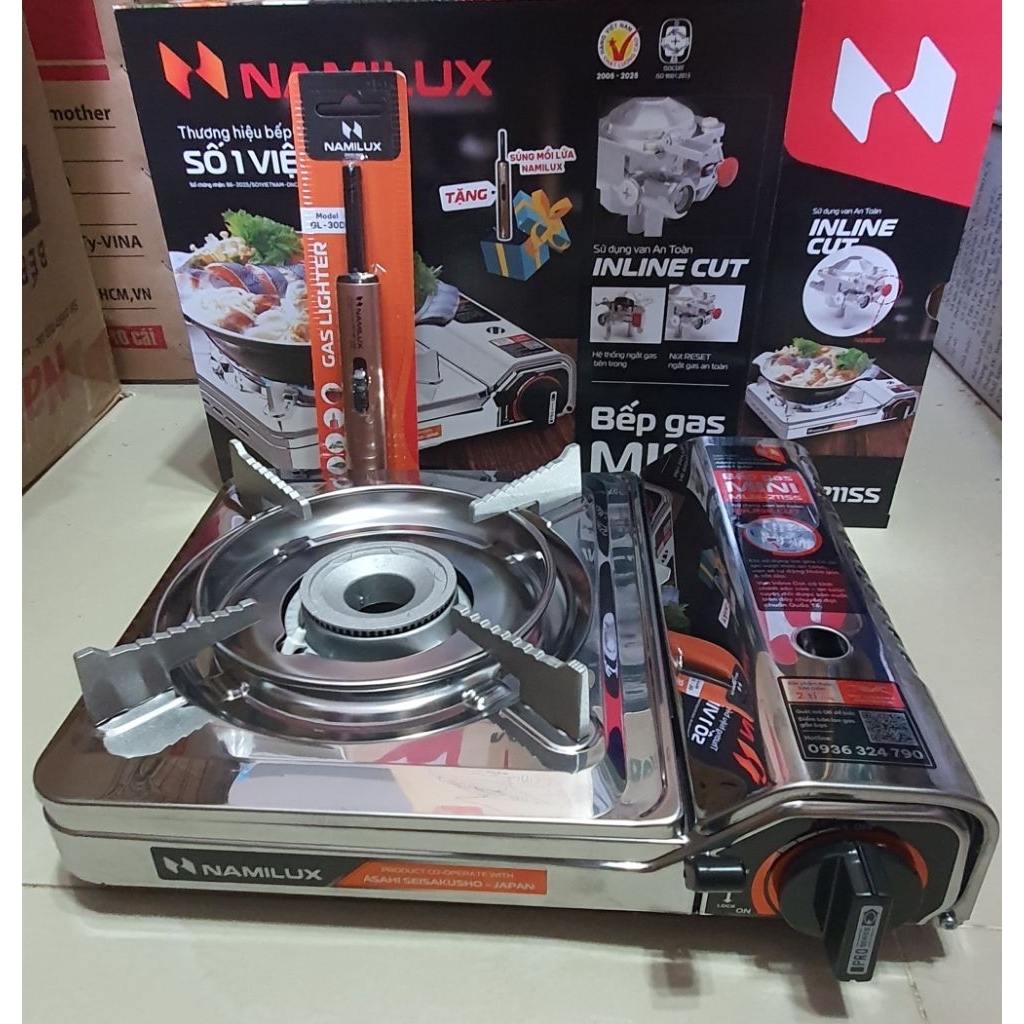 Bếp gas mini inox Namilux 2111AS - tặng mồi lửa