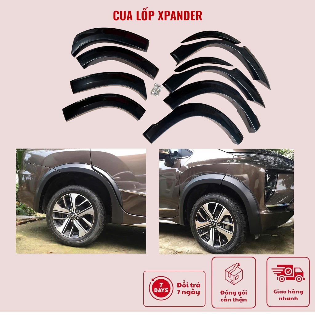 Bộ Ốp Cua Lốp Xpander 2018 2019 2020 2021 2022 2023 2024- Viền Cua Lốp, có đủ phụ kiện dễ lắp đặt