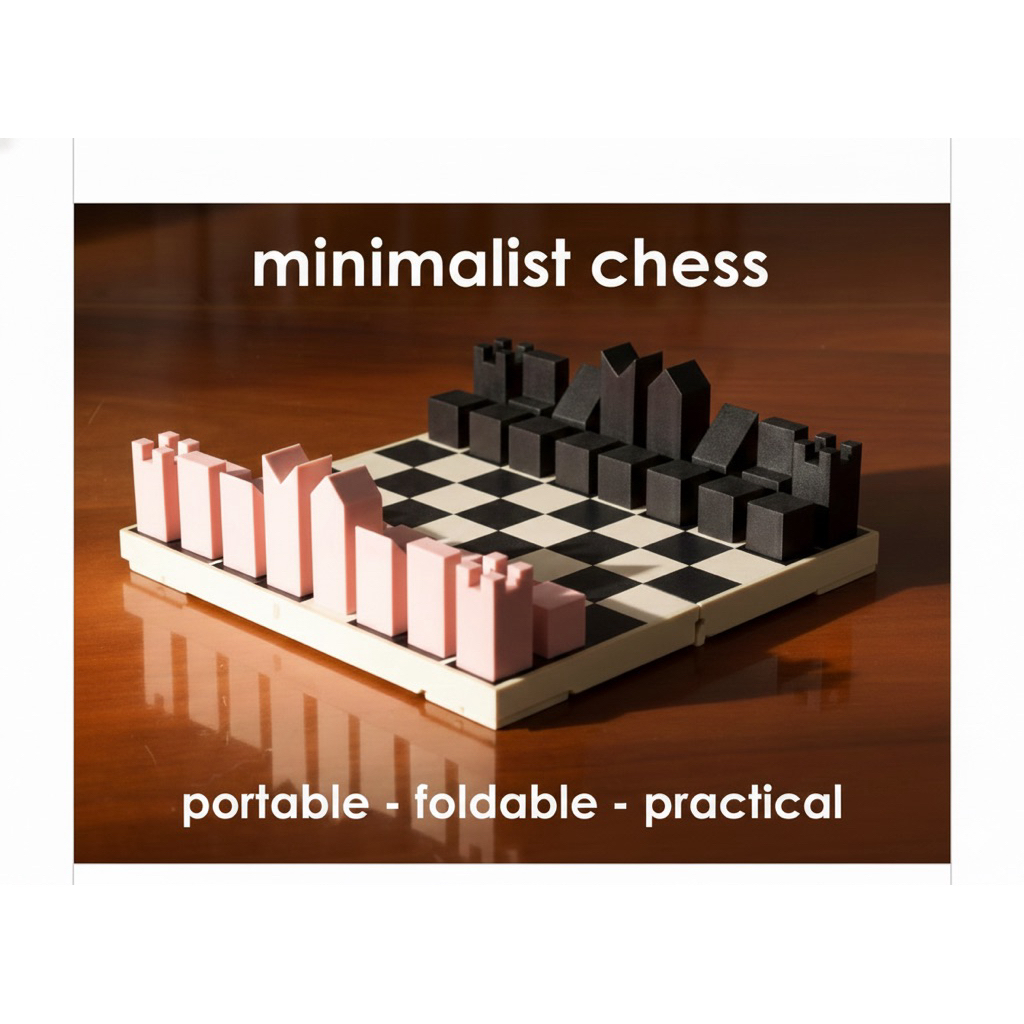 Bộ Cờ Vua Tối Giản Gấp Gọn – Minimalist Portable Chess Set – Cờ Vua Du Lịch, Nam Châm Full Bàn
