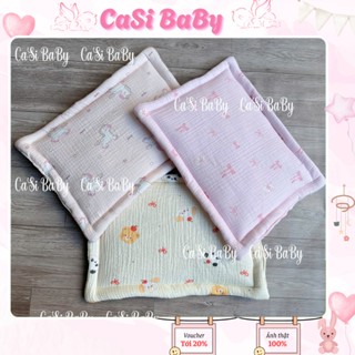 Gối Xô Sơ Sinh, Gối Xô Vuông Muslin Mềm Mịn Lõi Bông Thấm Hút Mồ Hôi Cho Bé CaSi BaBy