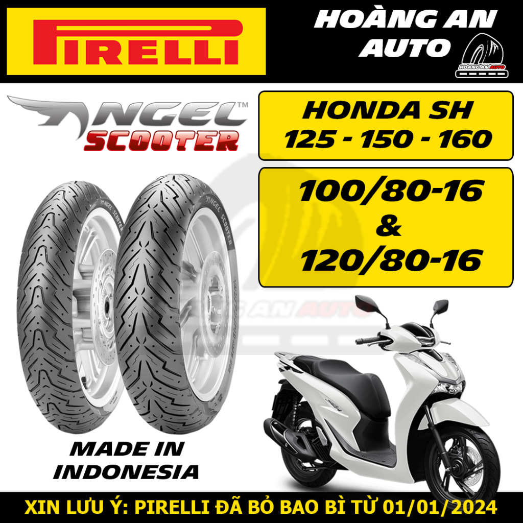 (HONDA SH 150 - ANGEL SCOOTER) Vỏ lốp xe Pirelli Angel Scooter cho Honda SH 100/80-16& 120/80-16