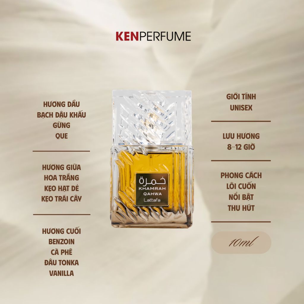 10ML Lattafa Khamrah Qahwa EDP | Nước Hoa Unisex | Ken Perfume