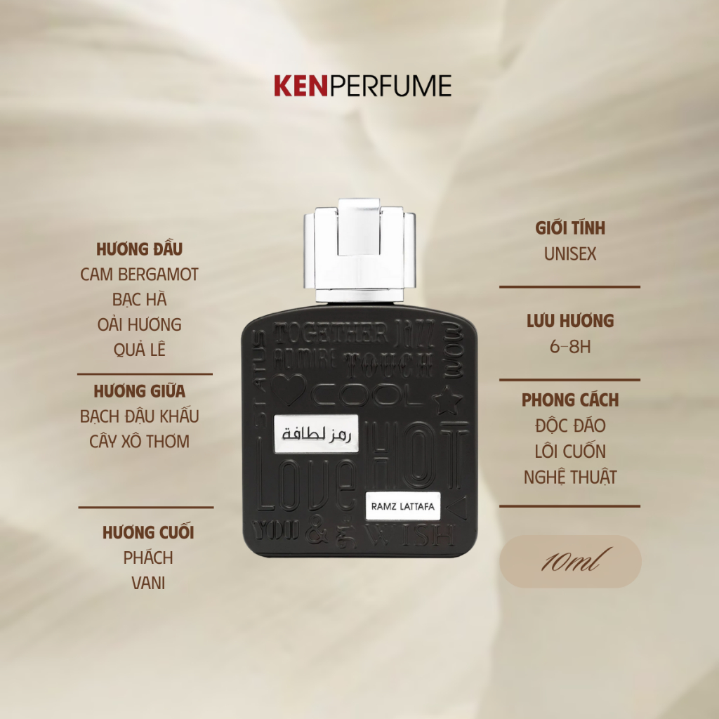 10ML Lattafa Ramz Silver EDP | Nước Hoa Unisex  | Ken Perfume