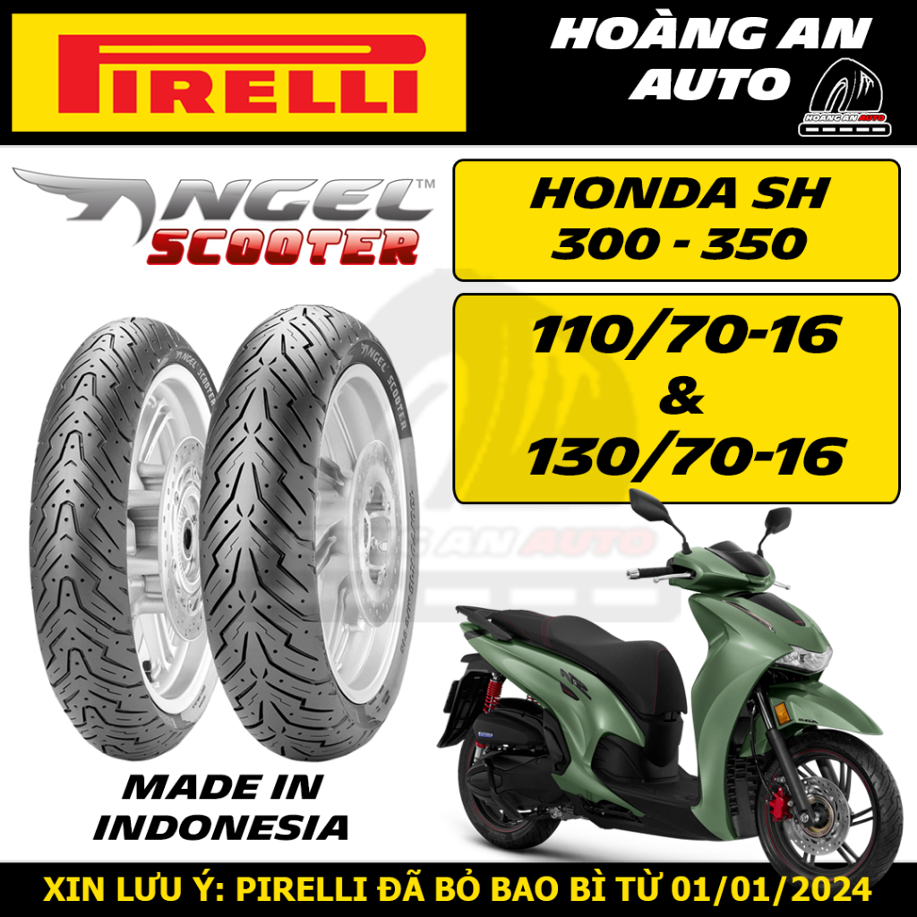 (HONDA SH350 - ANGEL SCOOTER) Vỏ lốp xe Pirelli Angel Scooter cho Honda SH size 110/70-16& 130/70-16