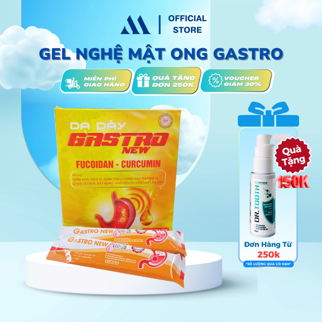 Gel nghệ mật ong Gastro - Hỗ trợ giảm acid dịch vị, trào ngược dạ dày, ợ chua, viêm đau dạ dày