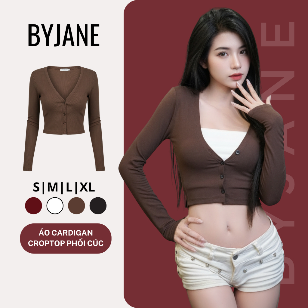 (MỞ BÁN) Áo Cardigan Nữ Dáng Ngắn Croptop Tay Dài Co Giãn 4 Chiều Cotton Mềm Mịn BYJANE – 999