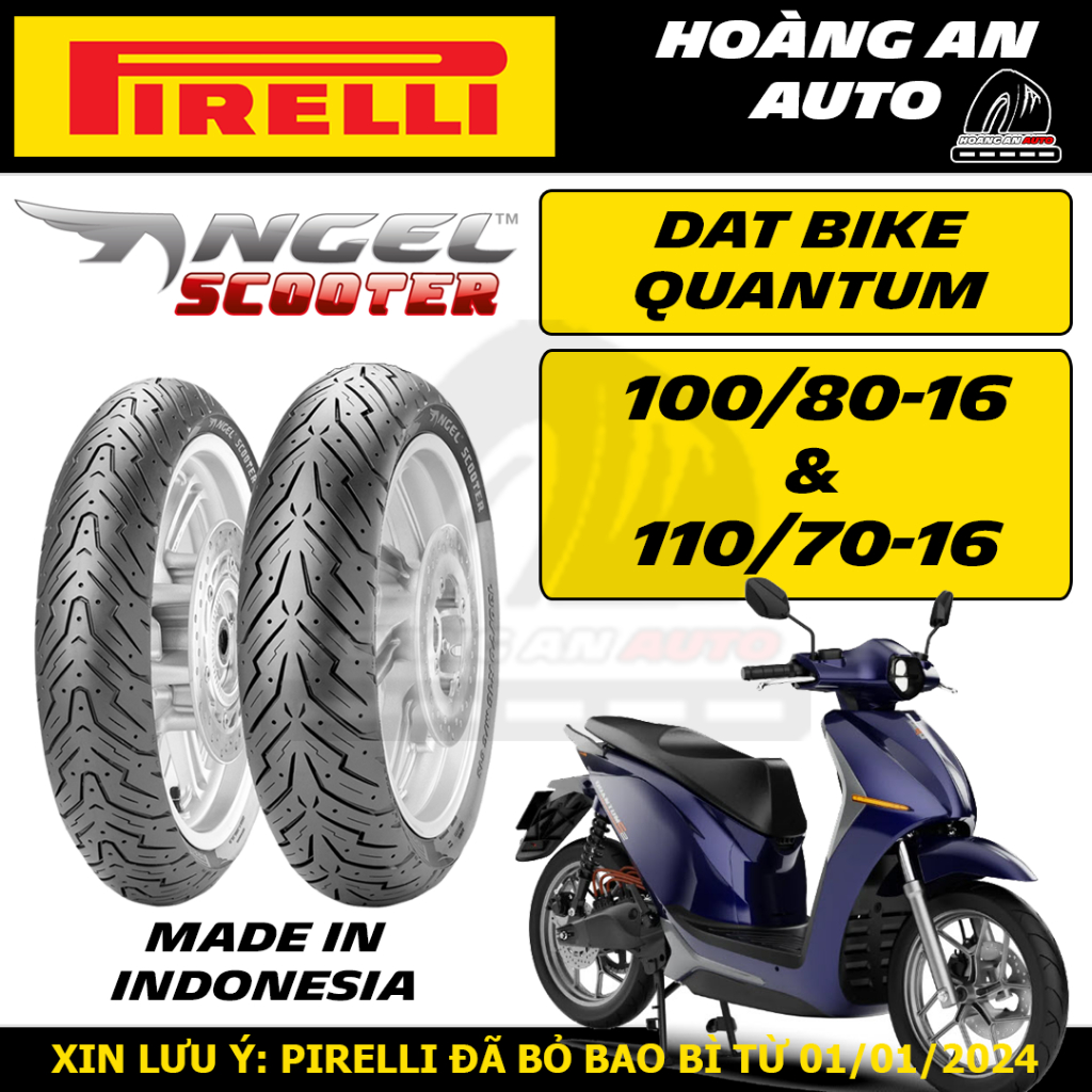 (DATBIKE QUANTUM - ANGEL SCOOTER) Vỏ lốp xe Pirelli Angel Scooter cho Quantum 100/80-16 & 110/70-16