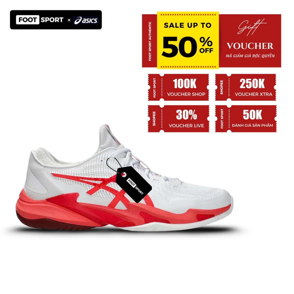 Giày Asics Court FF 3 Novak ‘White Electric Red’ 1041A522-966 thể thao nam nữ, fullbox FOOTSPORT
