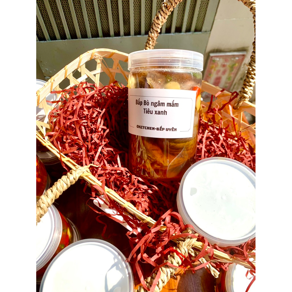 [Quà Tết]  Bắp bò ngâm Tiêu xanh/Ngâm Mắm 1Kg/hộp - SP OKitchen