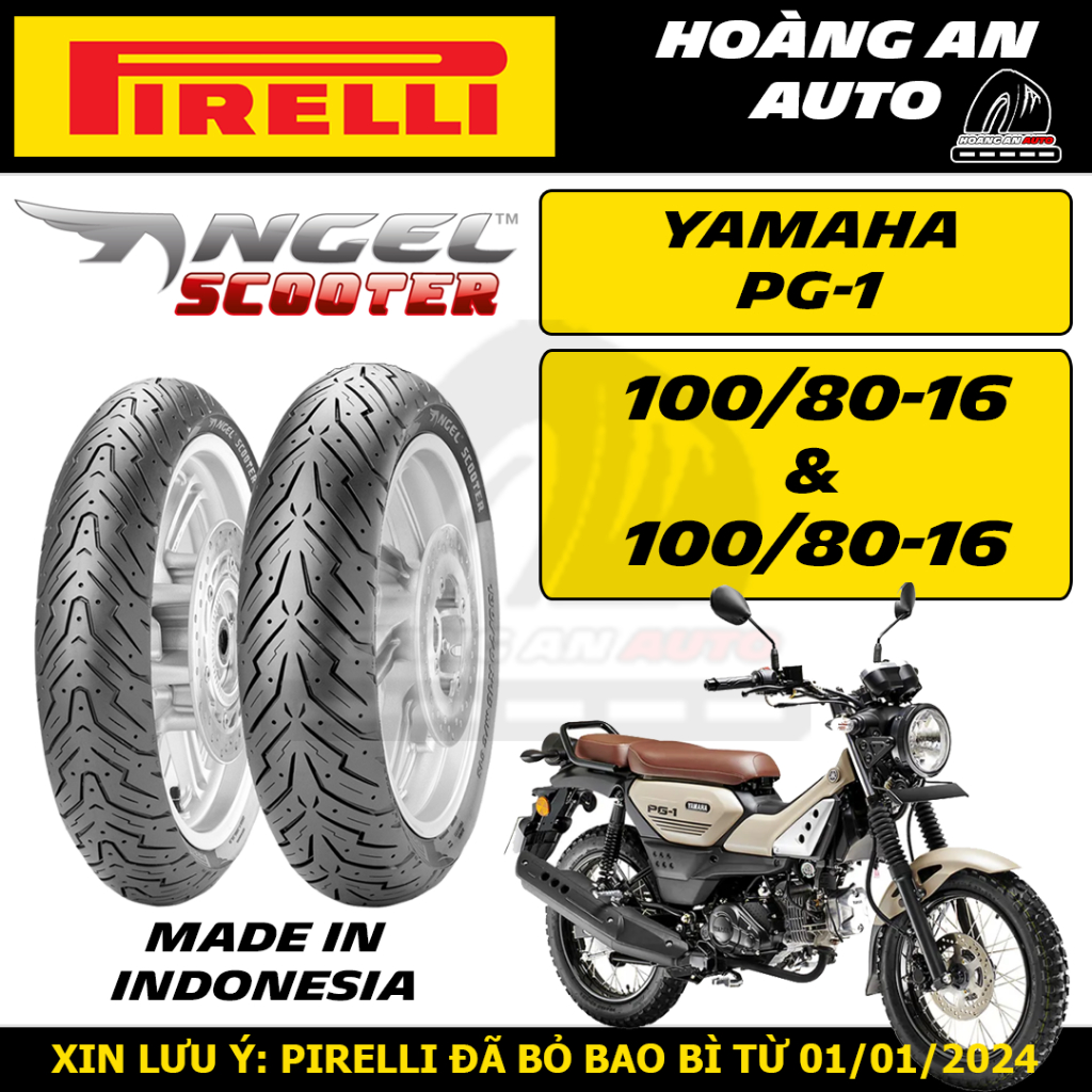 (YAMẠHA PG-1 - ANGEL SCOOTER) Vỏ lốp xe Pirelli Angel Scooter cho PG1 size 100/80-16 & 100/80-16