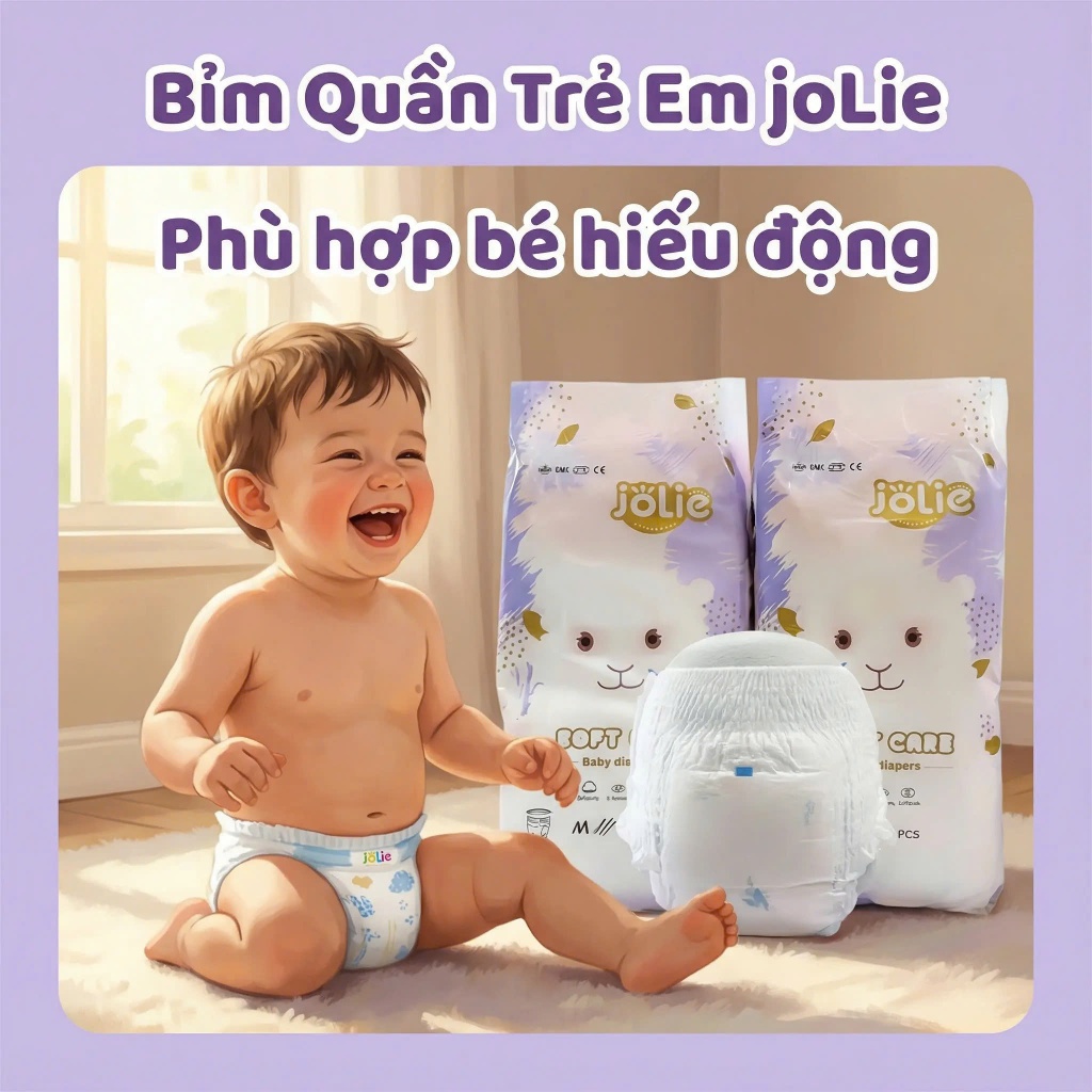 Combo 100 miếng Tã Jolie bỉm quần trẻ em co giãn tốt thấm hút cao