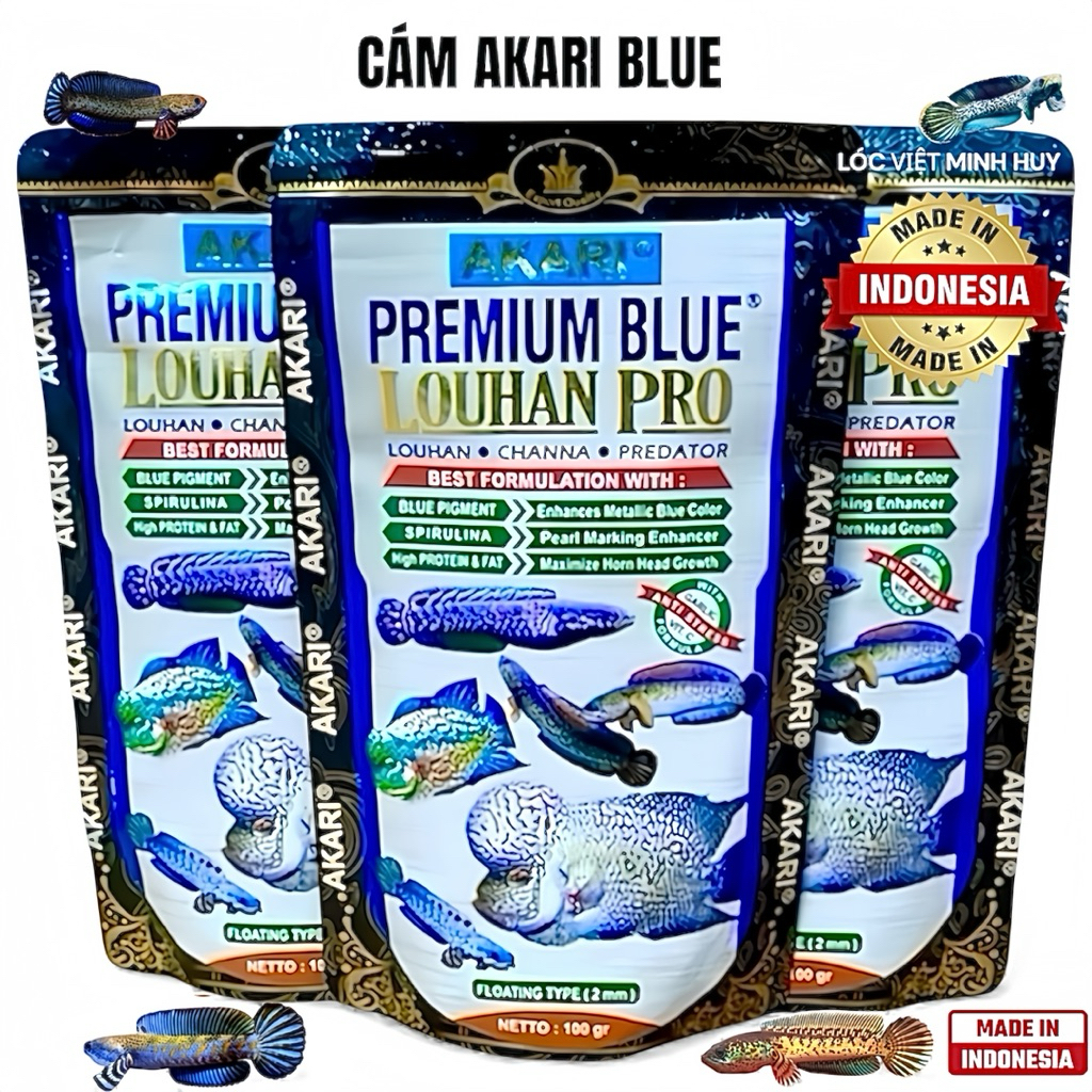 CÁM AKARI BLUE  HÀNG INDO -Hỗ Trợ sắc tố màu Cho cá Lóc Lạnh-hoàng đế - nữ hoàng - andrao -pháo …