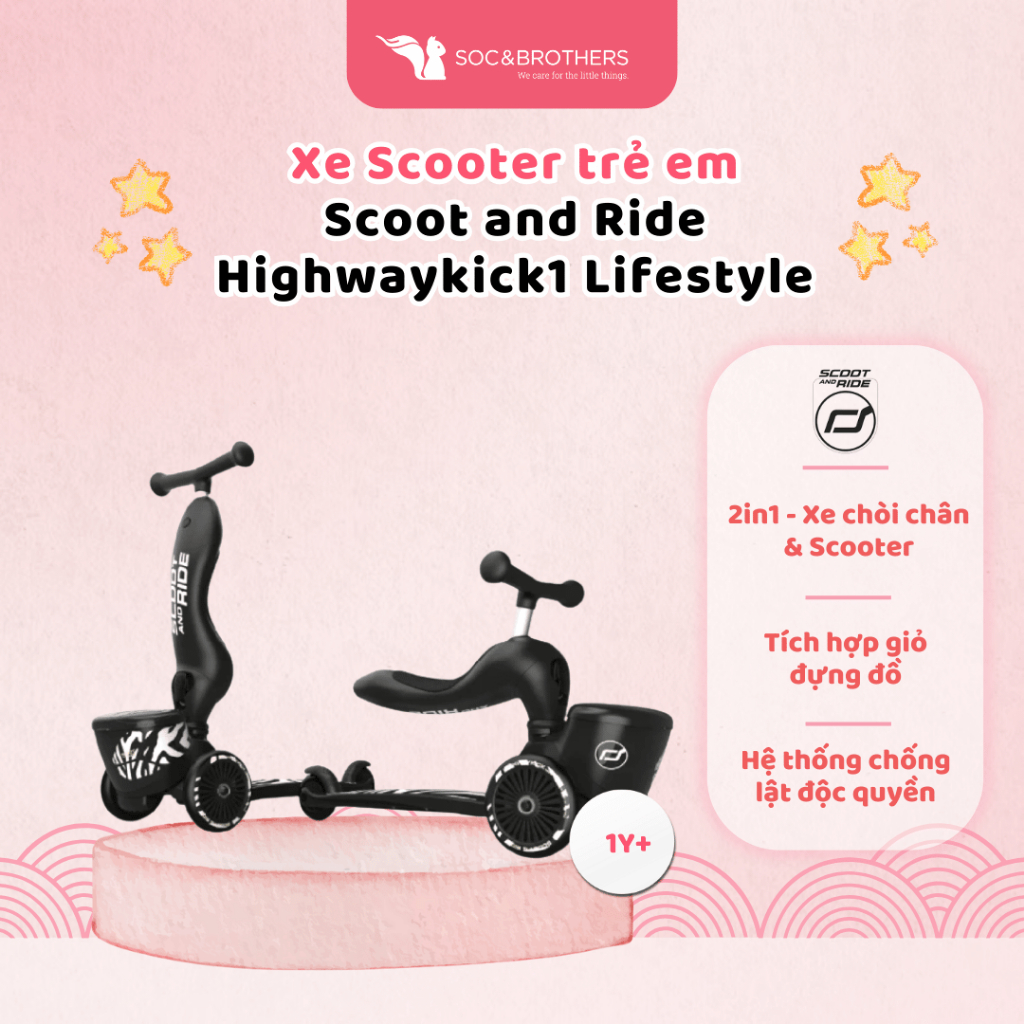 Xe scooter trẻ em Scoot and Ride Highwaykick 1 Lifestyle Zebra