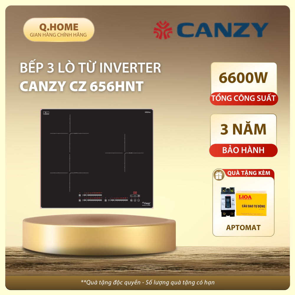 Bếp 3 từ Canzy CZ 656HNT Bếp 3 vùng nấu công nghệ sôi liu riu - Inverter tiết kiệm điện - Bảo hành 3