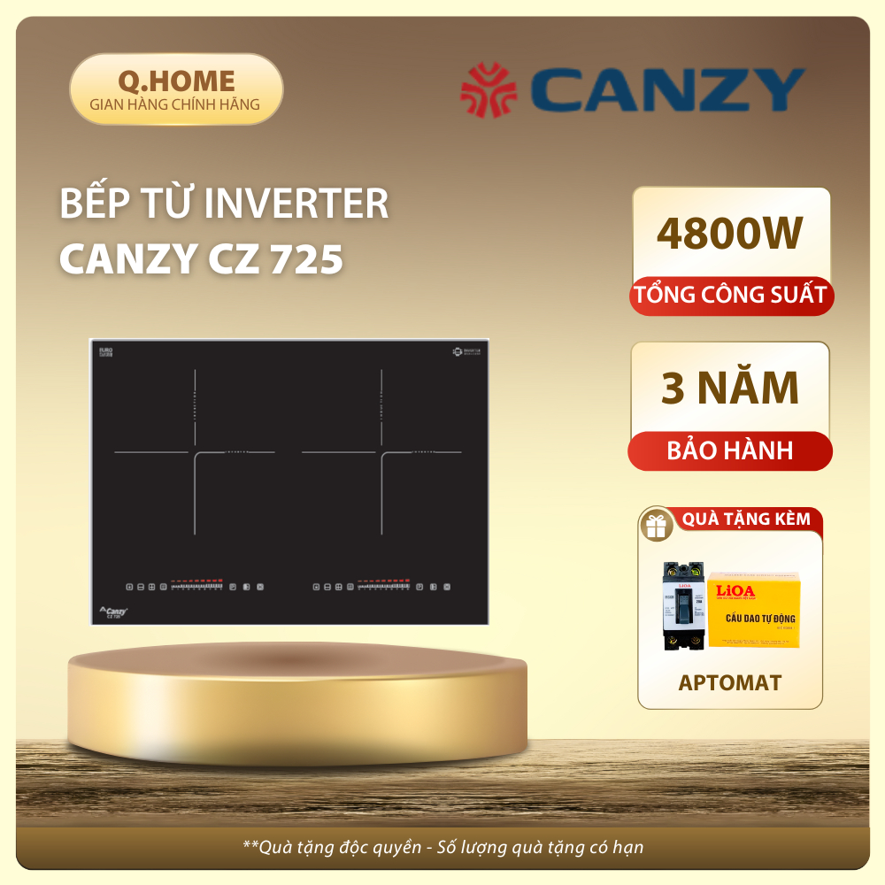 Bếp từ đôi CANZY CZ 725 Bếp từ liu riu Canzy CZ-725 I Bếp từ inverter Bảo hành chính hãng 3 năm