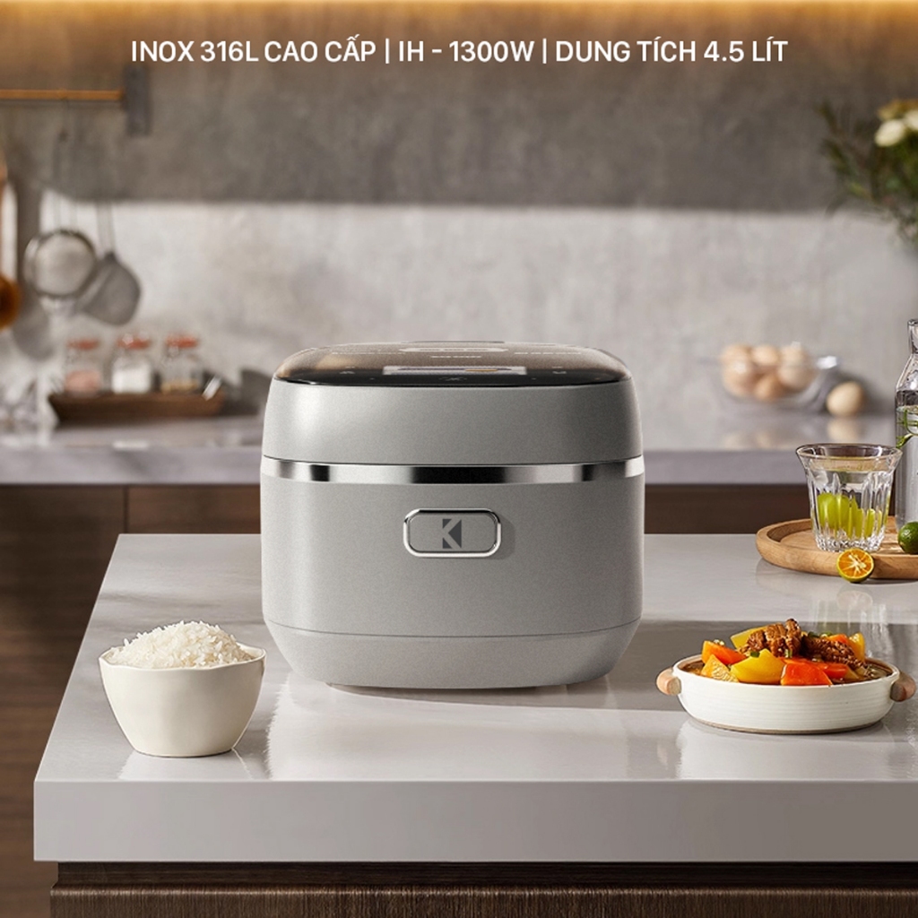 (Chính hãng) Nồi Cơm Điện Cao Tần Karlin IH4000 Pro 1.5L – Lòng Inox316L Vân Lục Giác, 25 Chế Độ, So