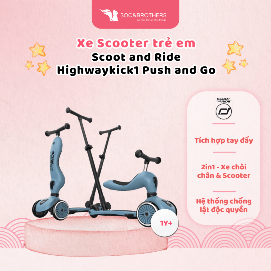 Xe scooter trẻ em Scoot and Ride Highwaykick 1 Push and Go