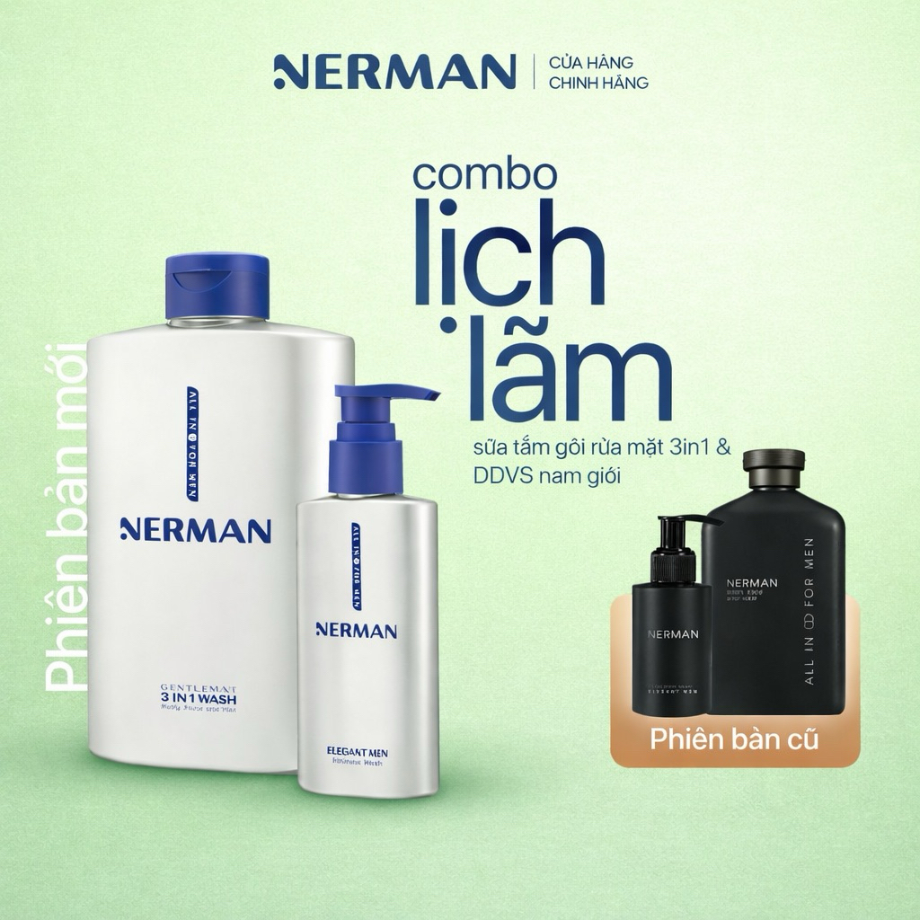 Combo lịch lãm Nerman - Sữa  tắm gội cho nam 350ml & DDVS nam giới 100ml