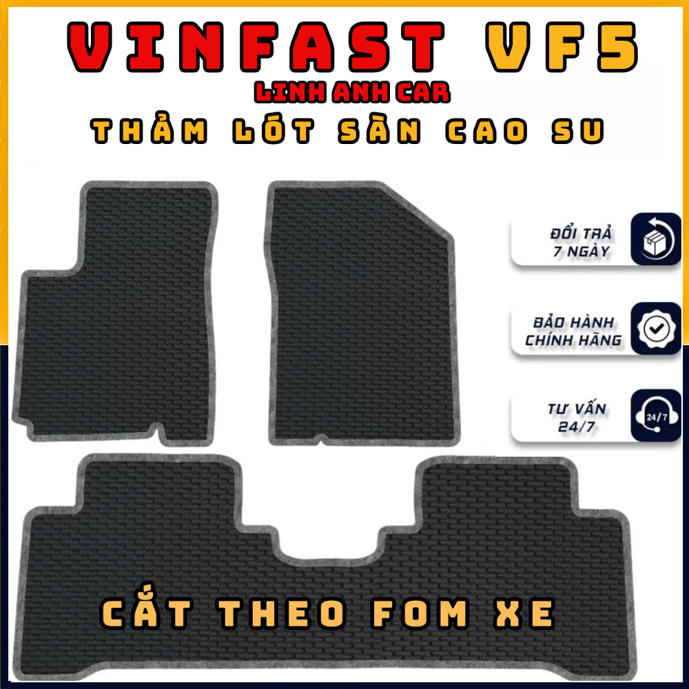 Thảm Lót Sàn Cao Su Vinfast VF5 - Lót Sàn Cao Su Đúc Không Mùi