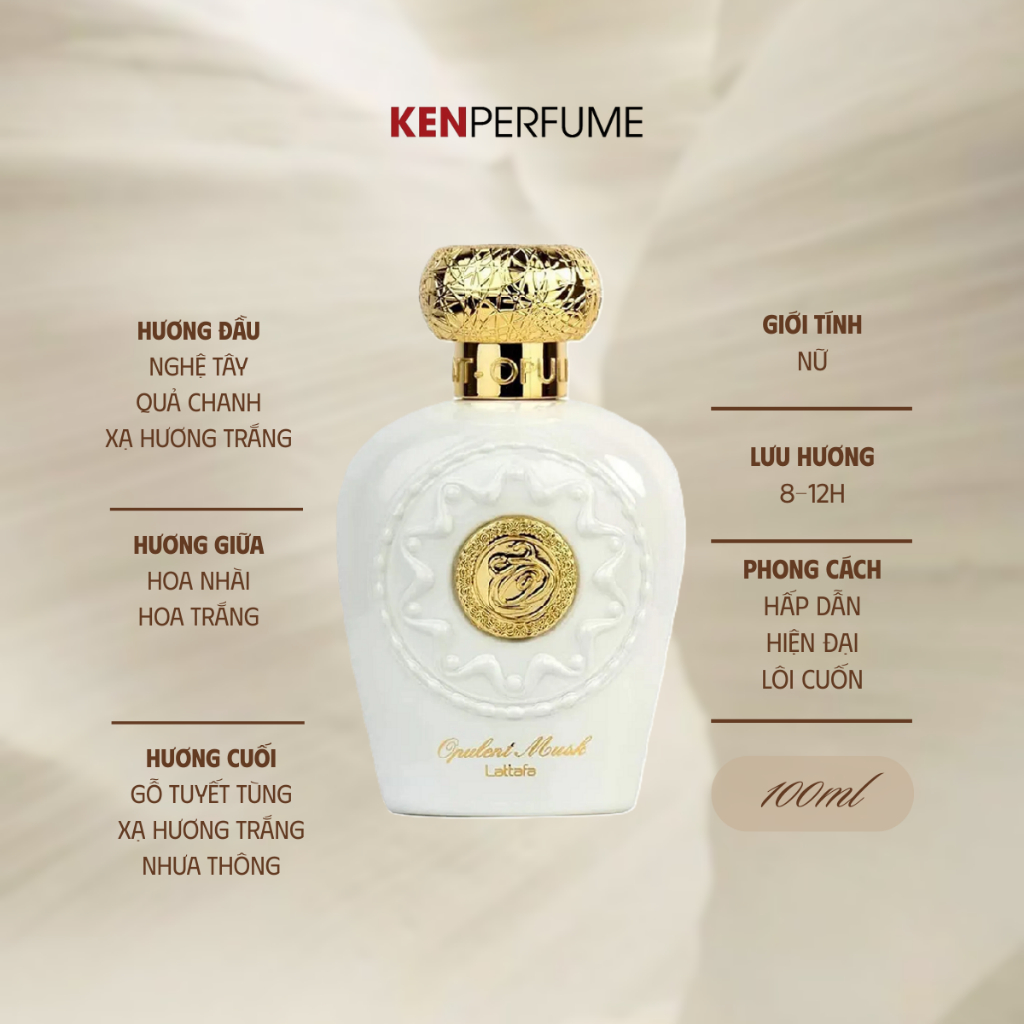 Nước hoa Fullsize 100ML Lattafa Opulent Musk EDP | Nước Hoa Nữ | Ken Perfume