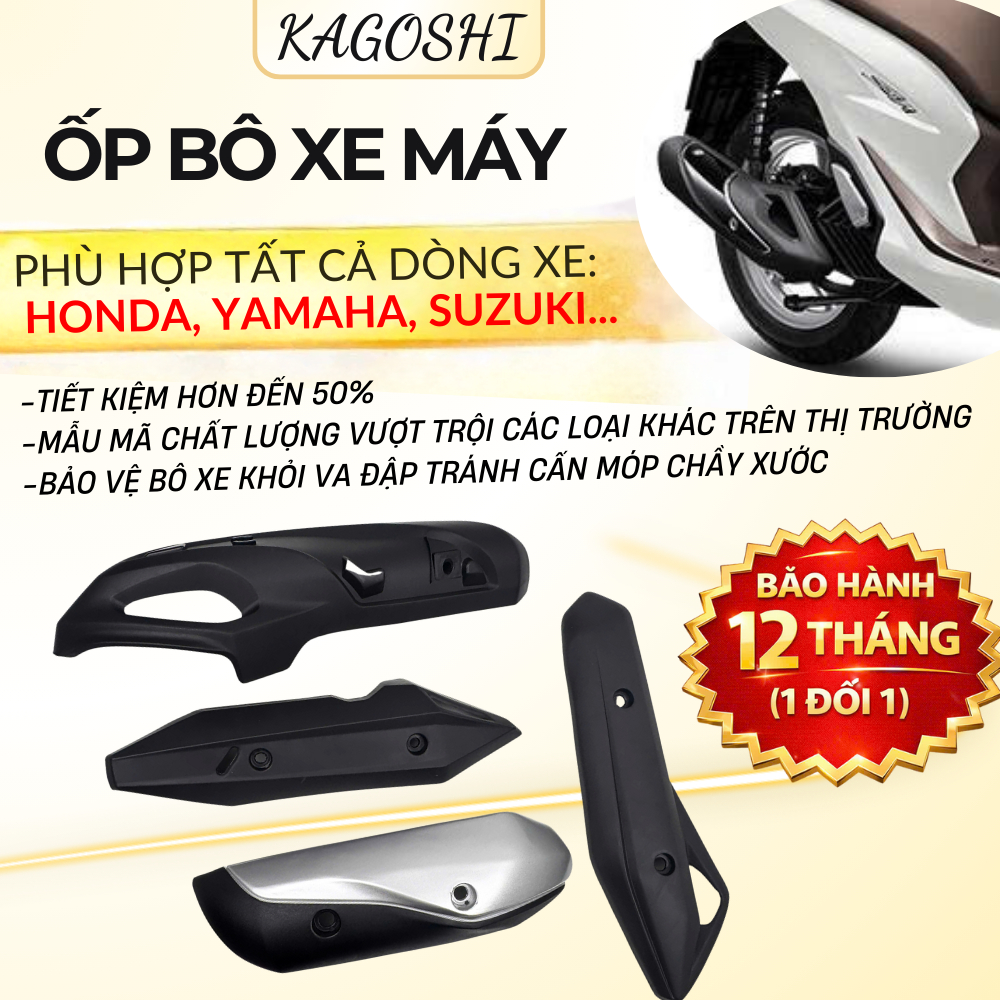 Ốp pô xe máy cho xe Vario Lead Click Vision Air Blade SH đời 2007 - 2025, chống nóng, bảo vệ ống xả