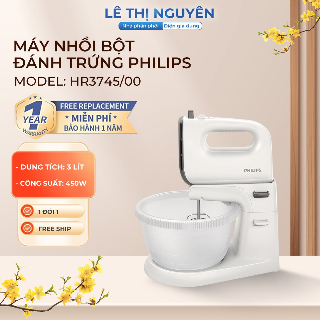 Máy nhồi bột đánh trứng Philips HR3745/00