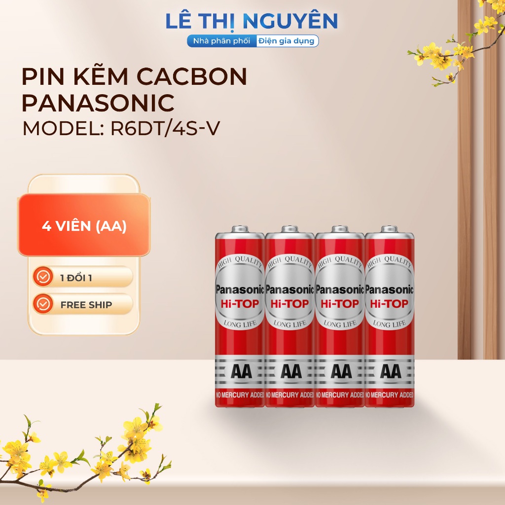 Pin kẽm cacbon Panasonic R6DT/4S-V 4 viên (AA) - Pin than Panasonic AAA R03NT/2S-V 2 viên (AAA)