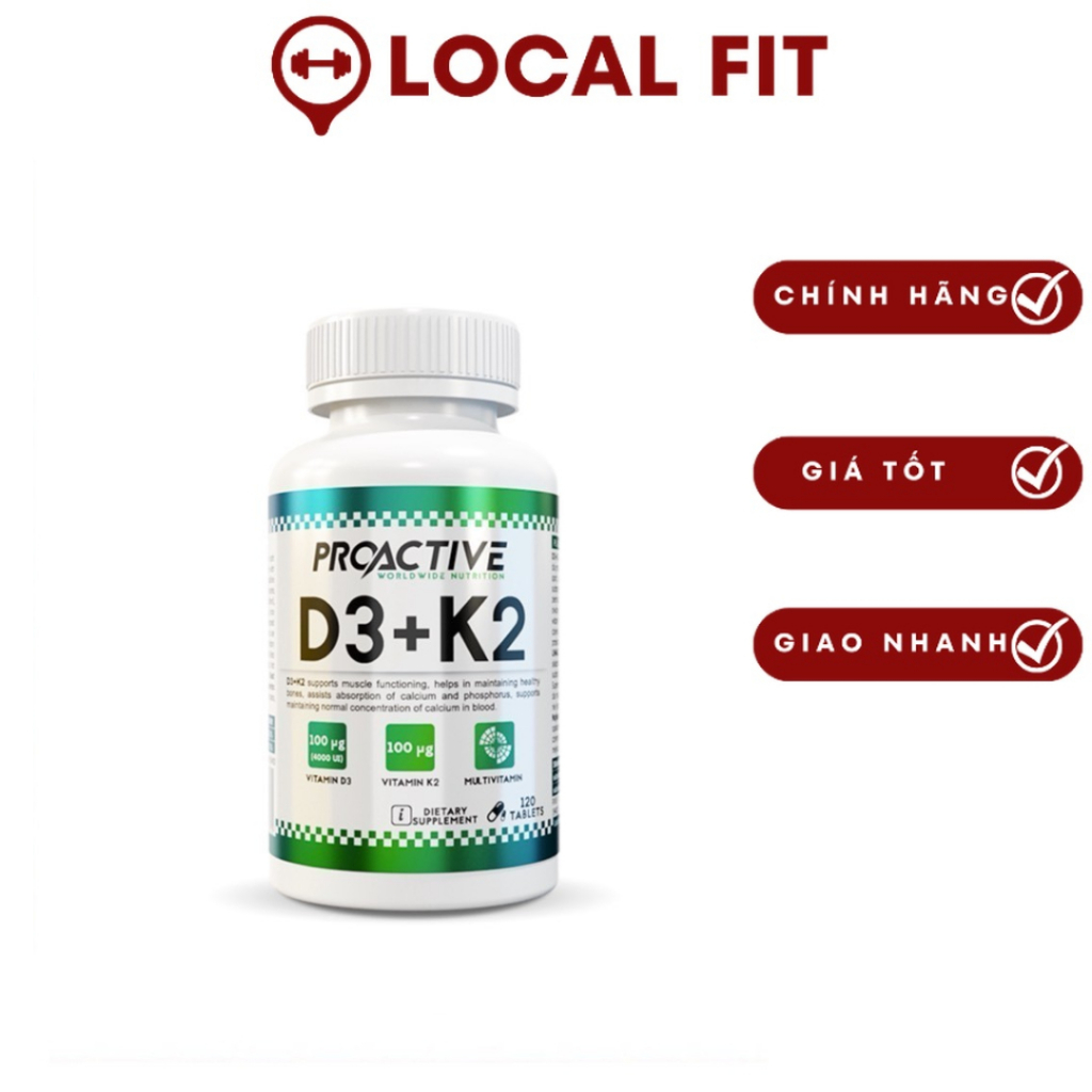 Proactive D3 K2 – Viên bổ sung Vitamin D3 và K2 hỗ trợ xương khớp (120 viên) -  wheyhoaphuong