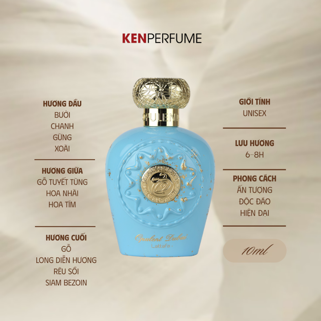 10ML Lattafa Opulent Dubai | Nước Hoa Unisex | Ken Perfume