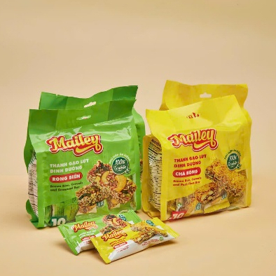 Thanh Gạo Lứt Dinh Dưỡng Vị Chà Bông & Rong Biển Mailey Gói 10 Thanh Ăn Vặt Bánh Giòn