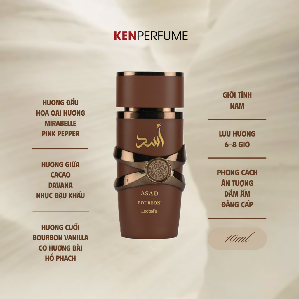 10ML Lattafa Asad Bourbon | Nước Hoa Nam | Ken Perfume