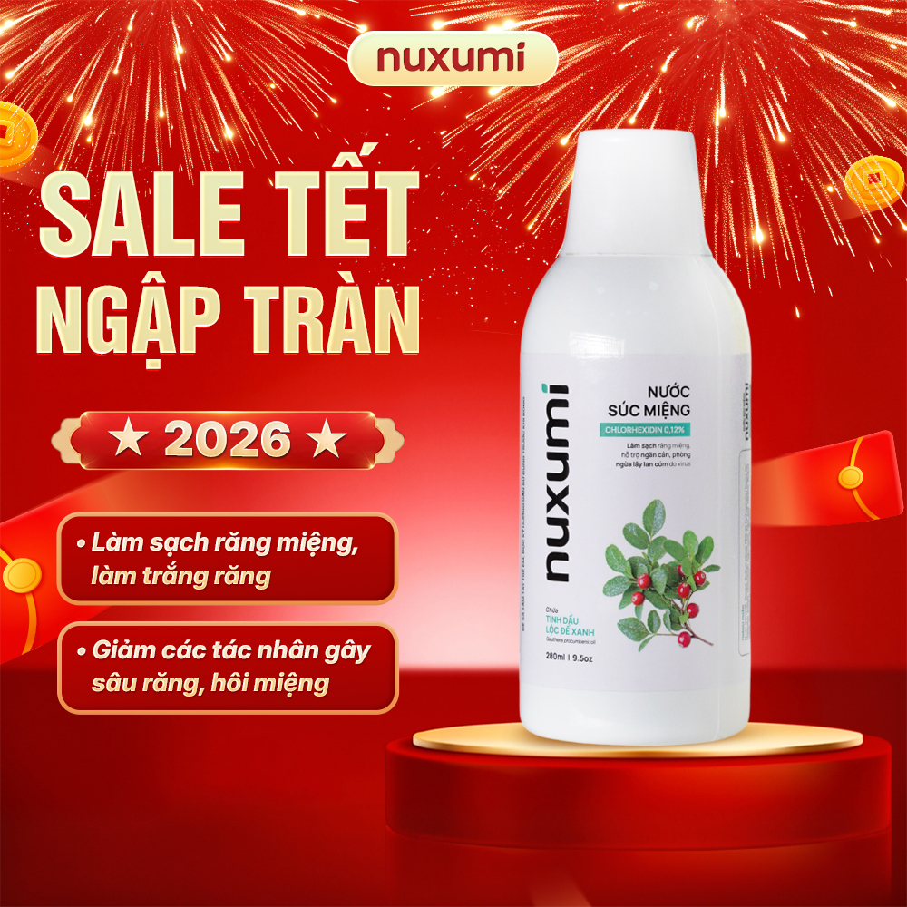 [ƯU ĐÃI THÁNG 1] Nuxumi Nước Súc Miệng Chlorhexidin 0.12% 280ml - Giảm Lây Lan Cúm, Hôi Miệng