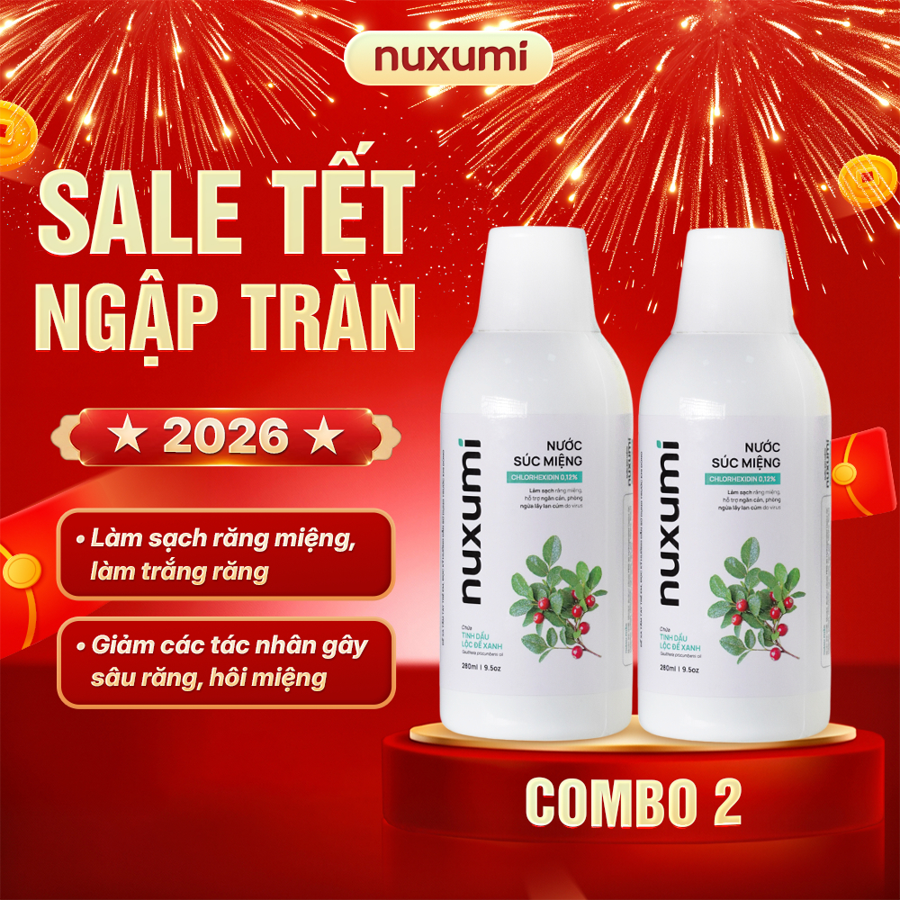 Combo 2 Nuxumi Nước Súc Miệng Chlorhexidine 0.12% 280ml – Chăm Sóc Răng Miệng, Thơm Mát