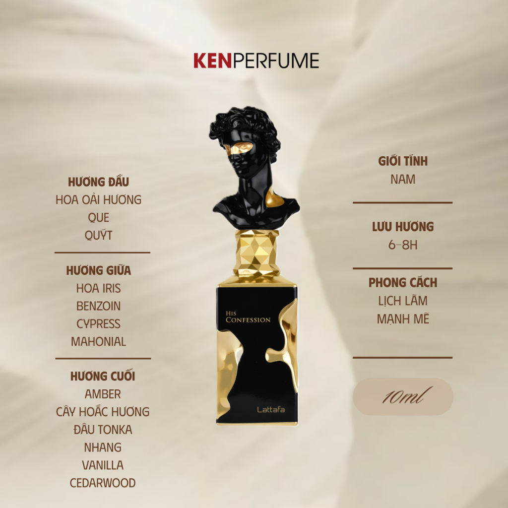 10ML Lattafa His Confession | Nước Hoa Nam | Ken Perfume