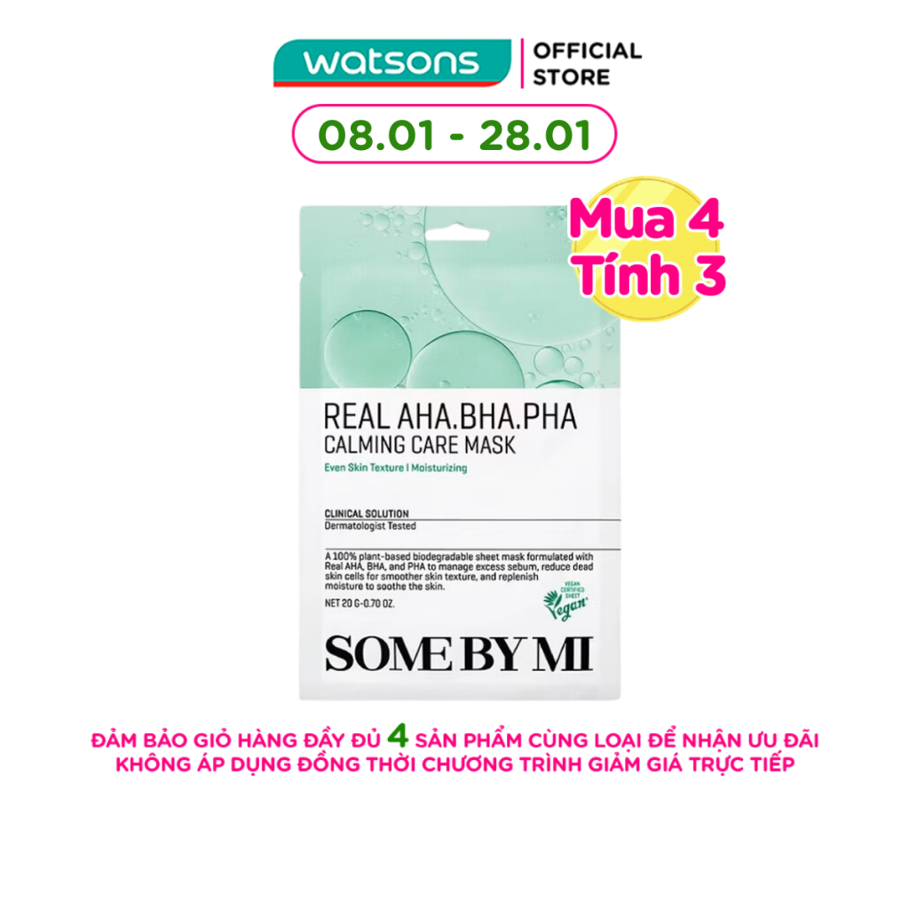 [Mã FMCGWA101 giảm 8% đơn 250K] Mặt Nạ Giấy Some By Mi Real AHA-BHA-PHA Calming Care Mask 20g