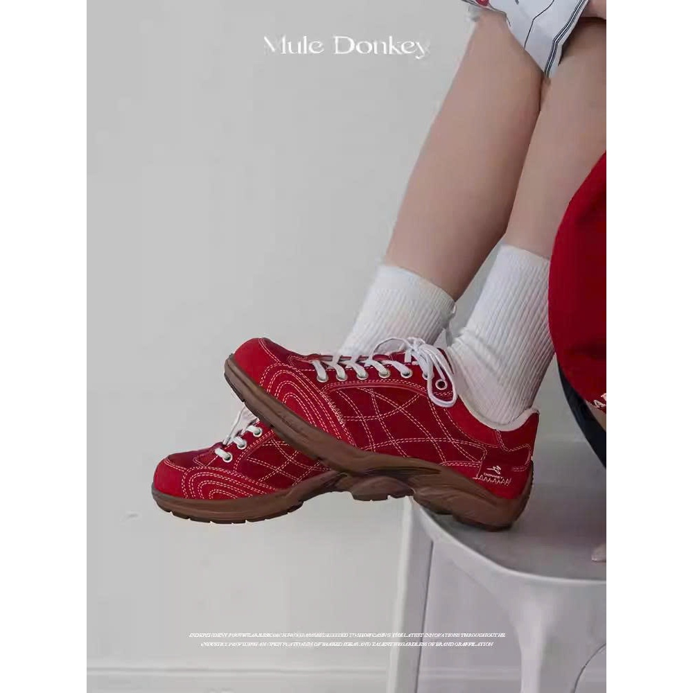 (Mule Donkey) Giày thể thao cổ điển Đức màu đỏ đế cao 3cm- ảnh thật cuối