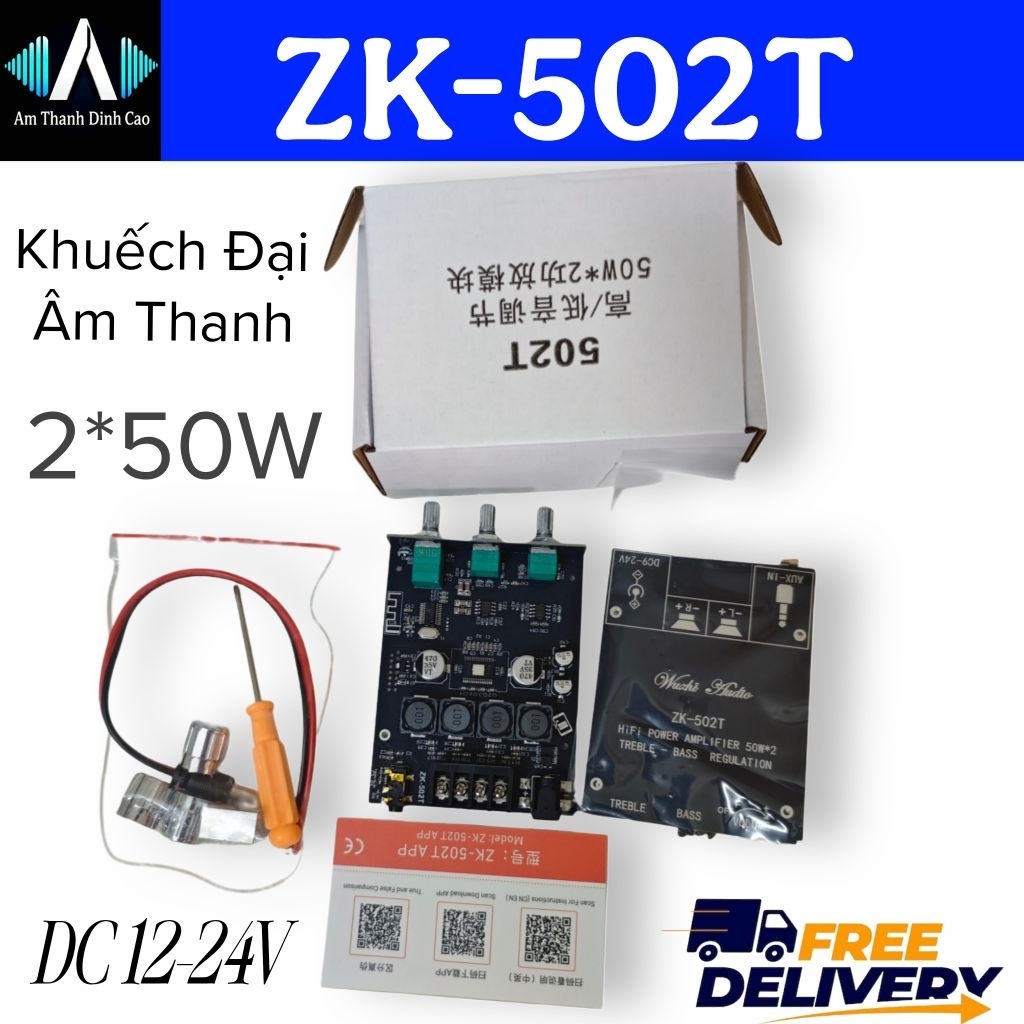 𝗪𝘂𝘇𝗵𝗶 𝗭𝗞-𝟱𝟬𝟮𝗧 + 𝗔𝗣𝗣 Chính Hãng Mạch Khuếch Đại Âm Thanh 2*50W Diy