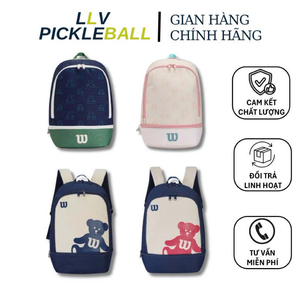 Balo gấu Wilson chính hãng chuyên dùng trong pickleball, tennis