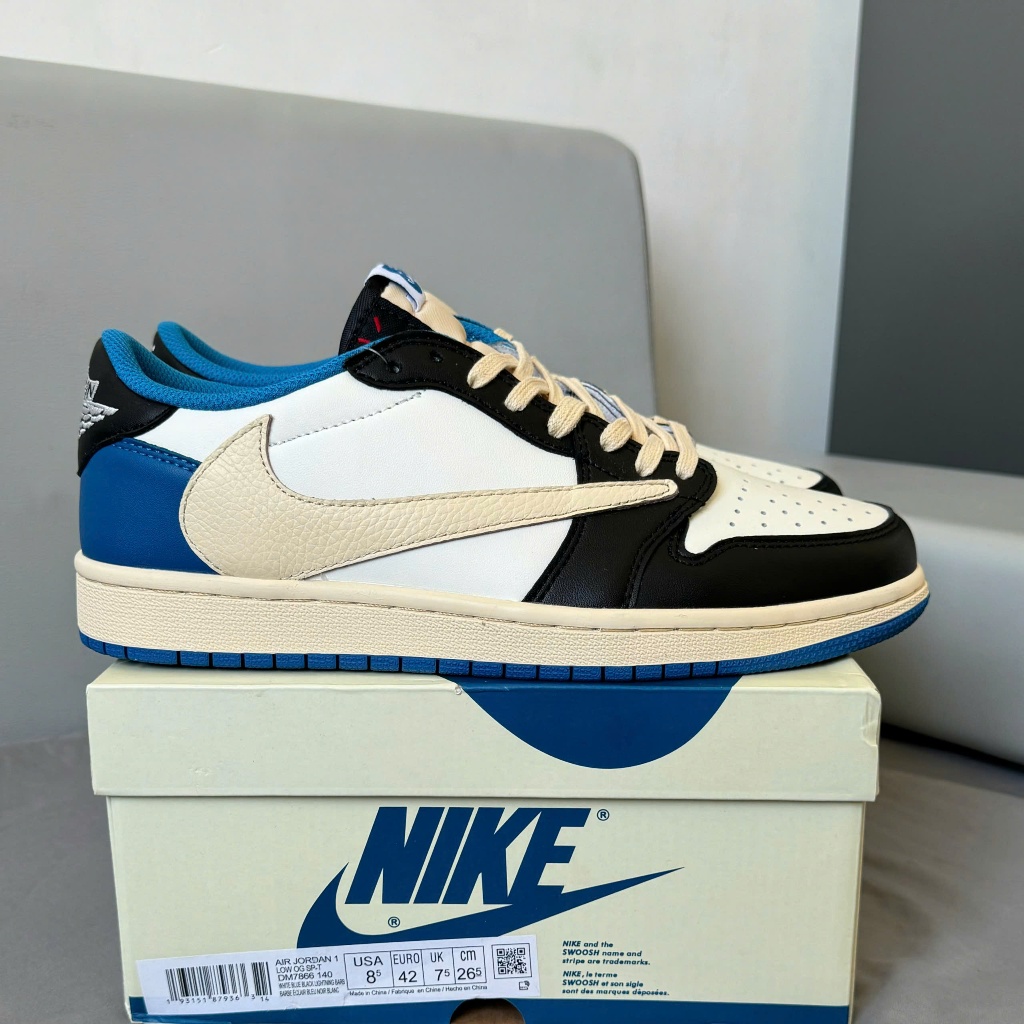 Giày Nike Air Jordan 1 Low Travis Scott x Fragment – Sneaker Nam Nữ JD1 Đen Xanh Trắng Best Quality