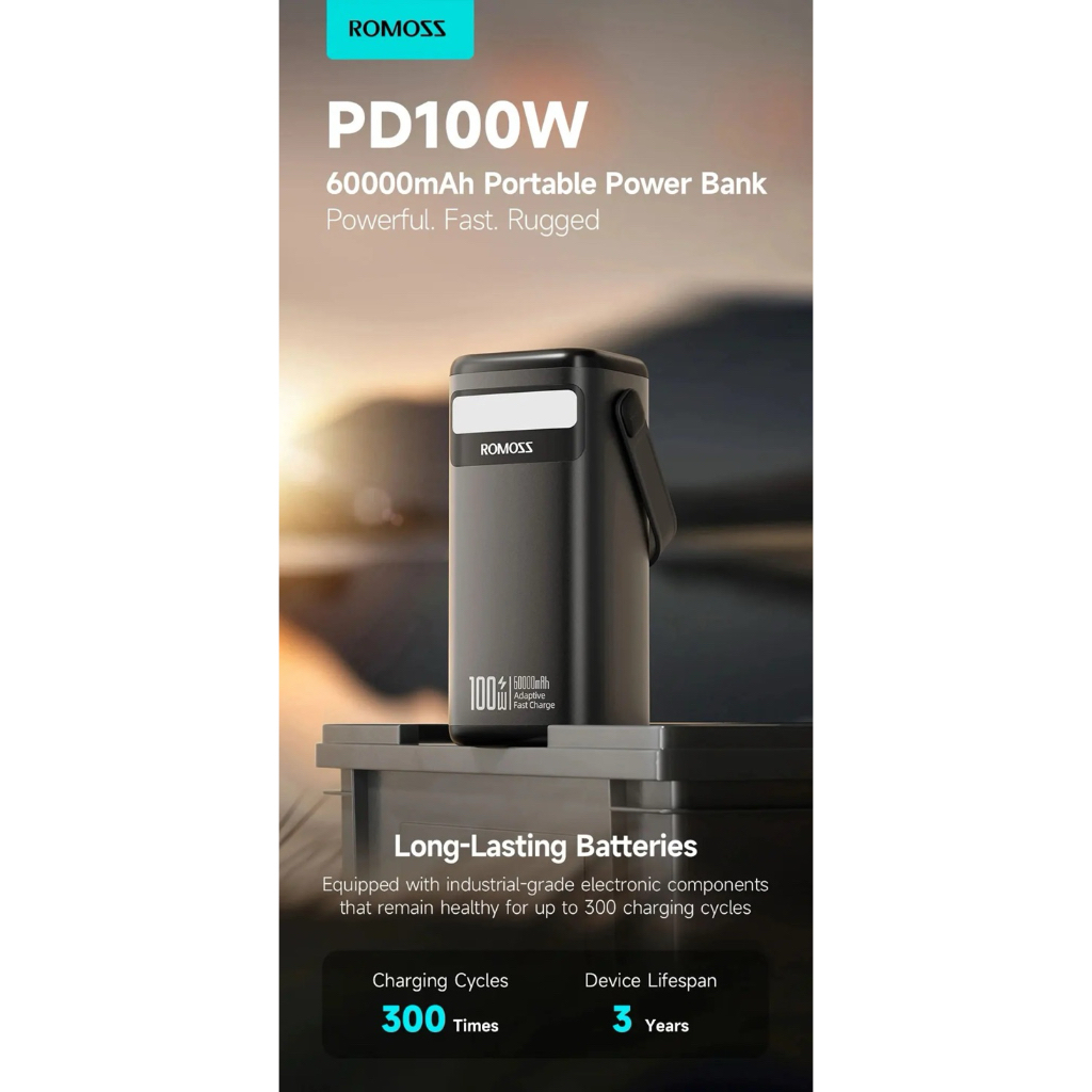 Trạm năng lượng di động ROMOSS PMT60, sạc nhanh 100w.