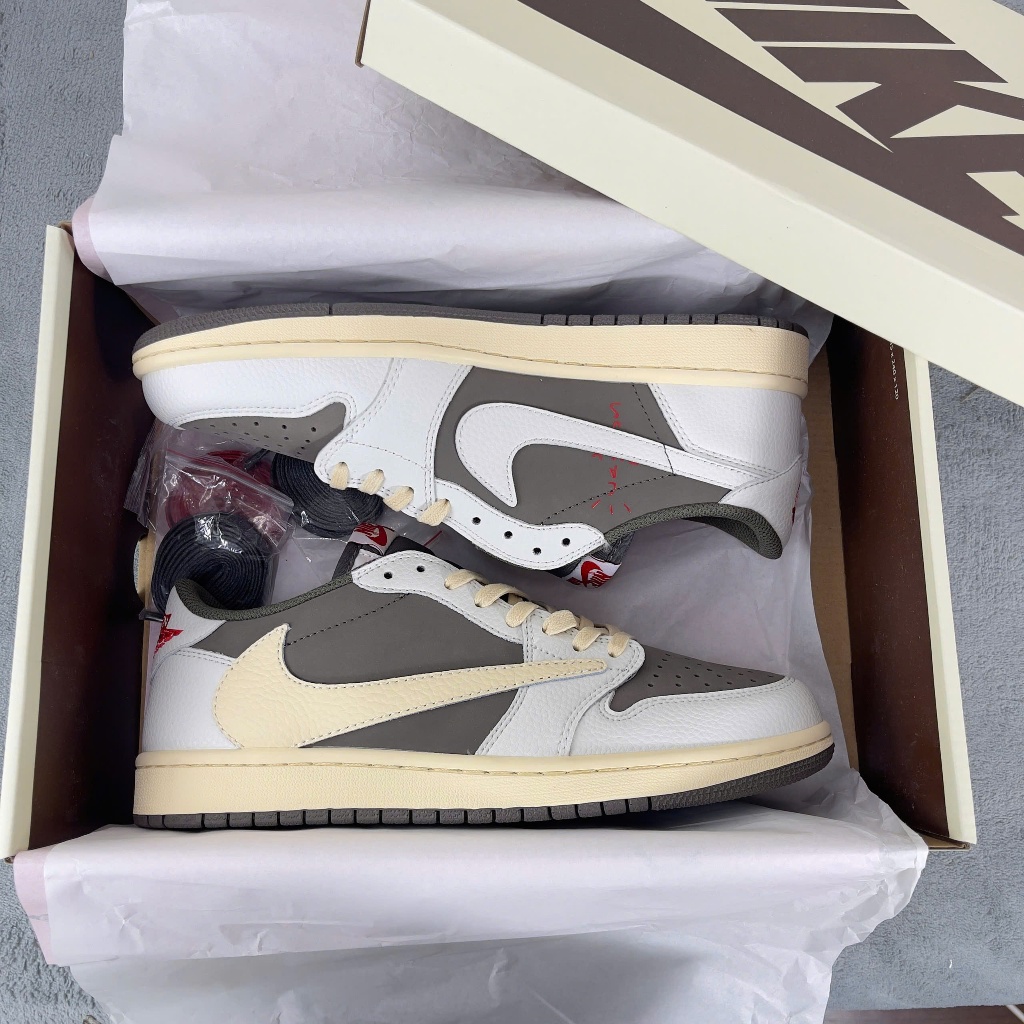 Giày Nike Air Jordan 1 Low Travis Scott Reverse Mocha –Sneaker Nam Nữ JD1 Nâu Kem Trắng Best Quality