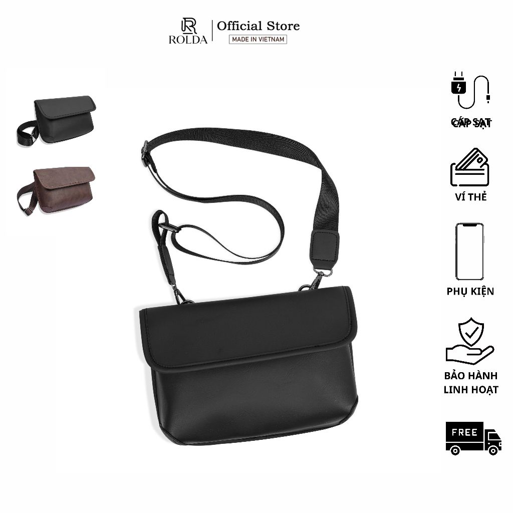 Túi Đeo Chéo Unisex ROLDA BAG – Da PU Cao Cấp, Thiết Kế Basic Sang Trọng