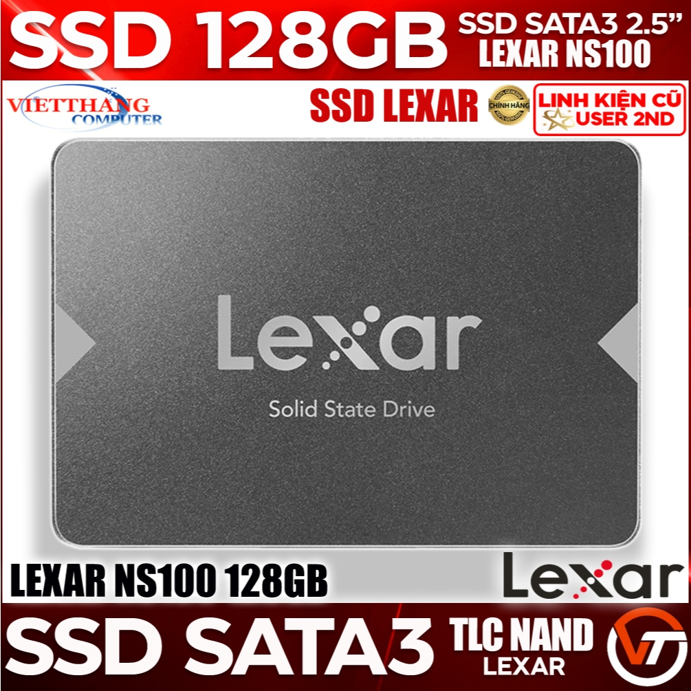 Ổ cứng SSD Lexar NS100 128GB 2.5" SATA 3 Good 100% Chính hãng SSD qua sử dụng còn đẹp ( Cũ - 2nd )
