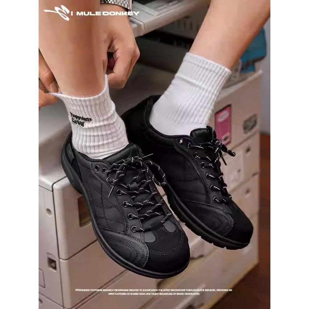 (Mule Donkey) Giày thể thao Donkey Đen đế cao 3 cm chính hãng