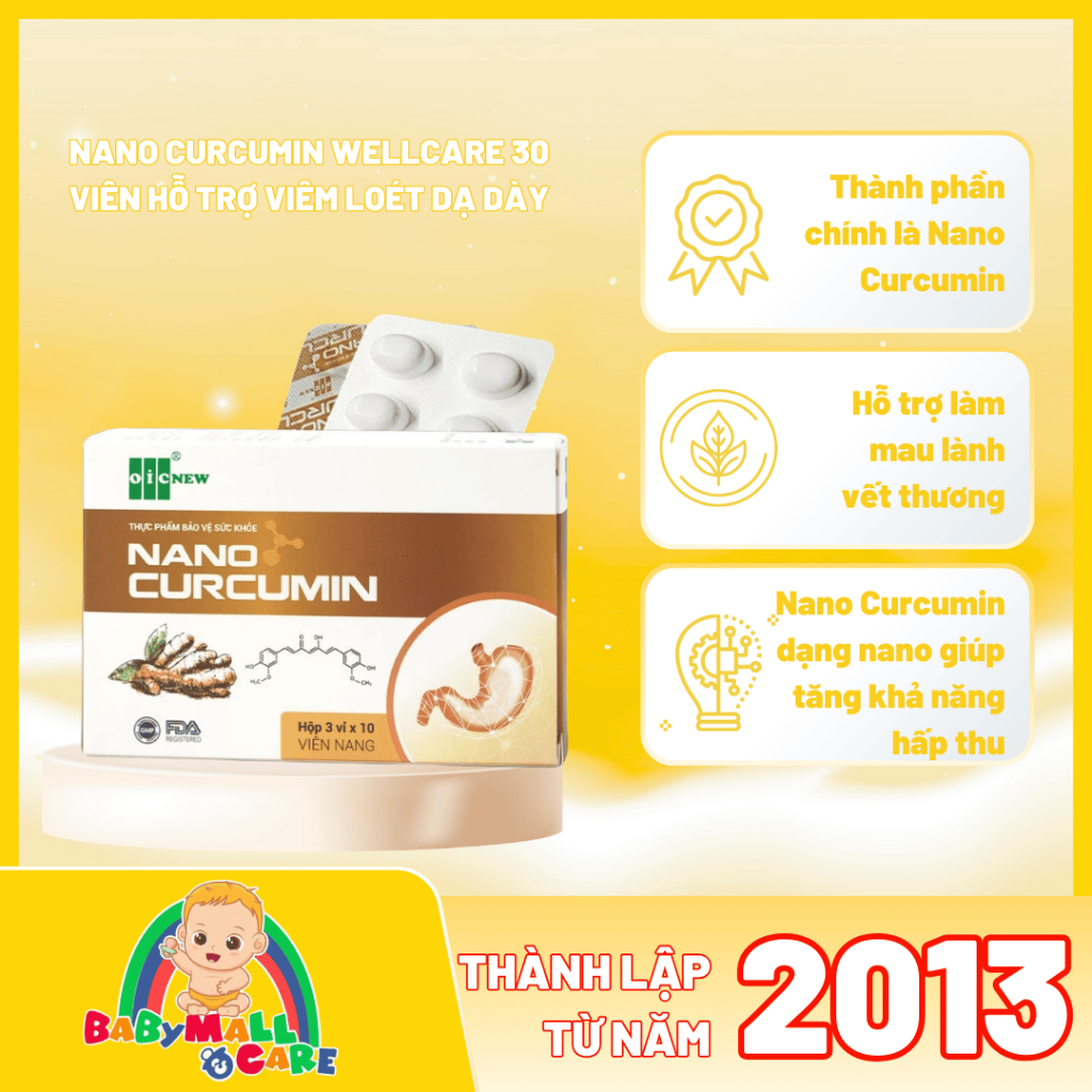 Nano Curcumin Wellcare 30 Viên Hỗ Trợ Viêm Loét Dạ Dày Tá Tràng | Babymall & Care
