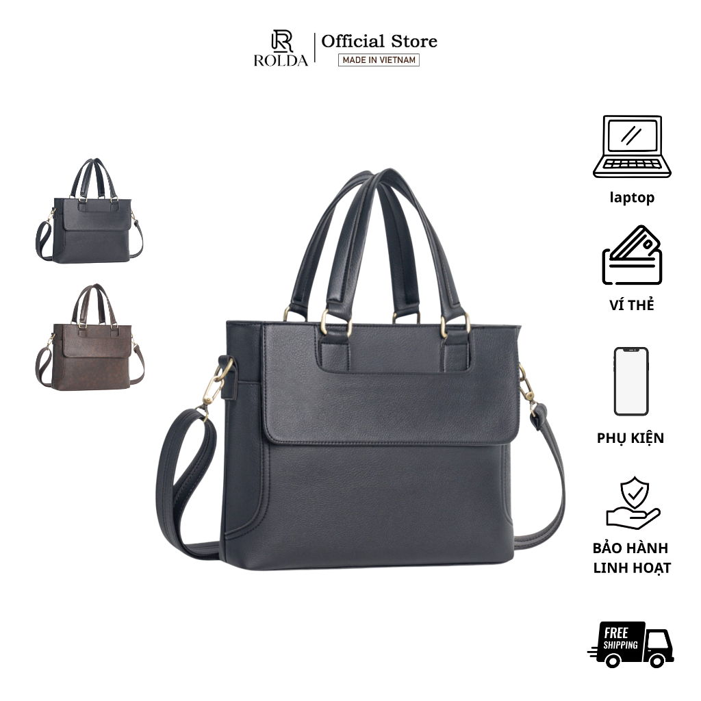 Túi Sách Da Công Sở Đựng Laptop - Da PVC Cao Cấp Chống Nước Độ Bền Cao - ROLDA BAG